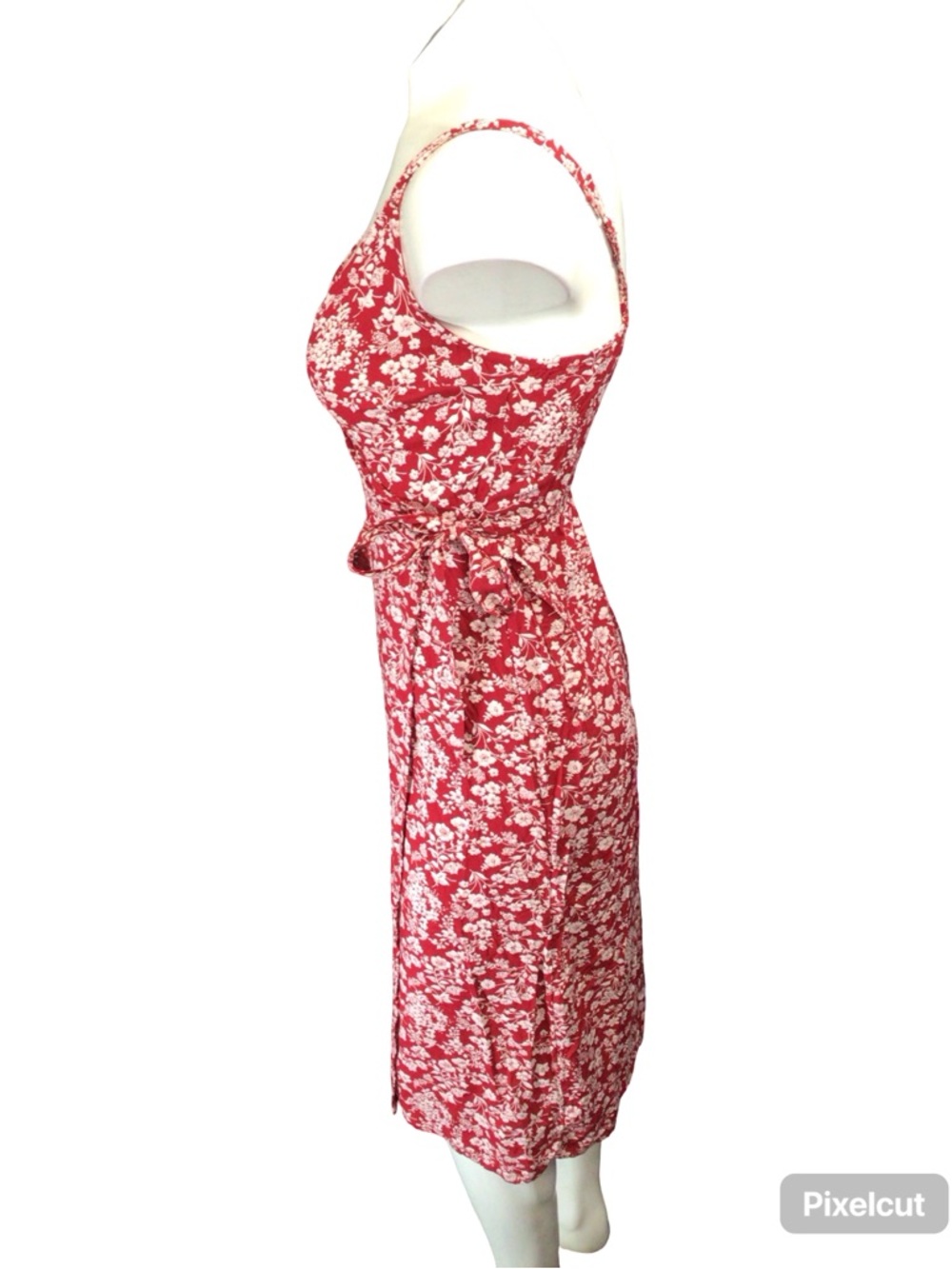 Hollister Red Floral Spaghetti-Strap Maxi Dress with Side Slit - Picture 5 of 6